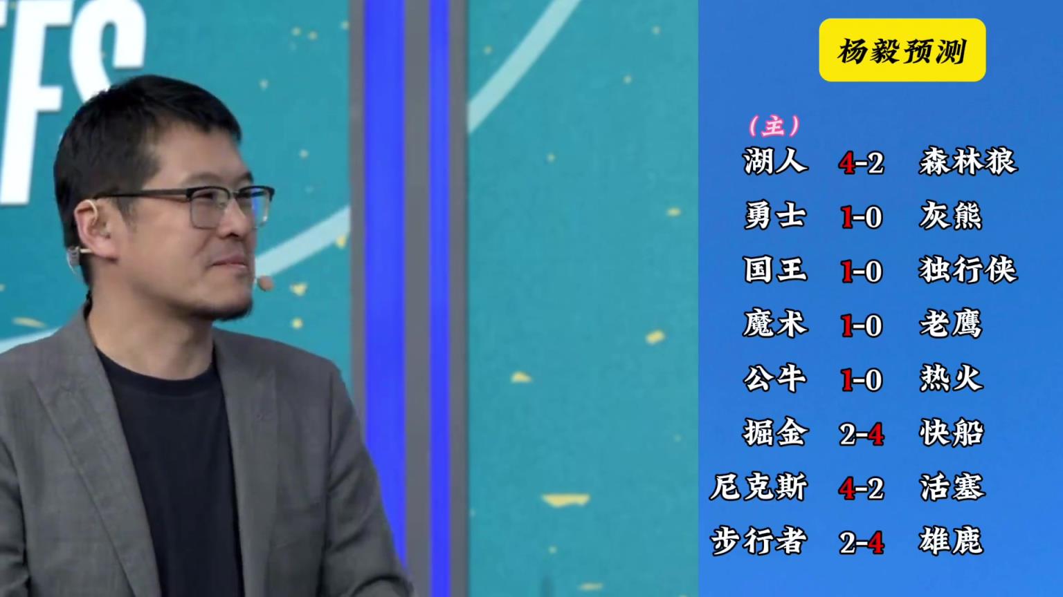 明燈來(lái)了！看看楊毅的季后賽預(yù)測(cè)：湖人4-2狼 快船4-2掘金